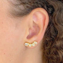 BRINCO EAR CUFF GOTA 4  PEDRAS ZIRCONIA