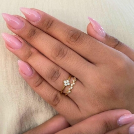 ANEL REGULAVEL DUPLO 1 TREVO CRAVEJADO 1 COM 9 ZIRCONIA