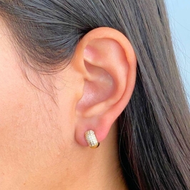 ARGOLA CLICK GROSSA METADE CRAVEJADA 5 FILEIRA P 10,7 X 9,6MM