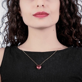 GARGANTILHA CORAÇAO PEDRA RUBI