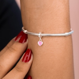 BERLOQUE P925 PONTO DE LUZ CORAÇÃO ROSA 5MM