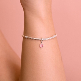 BERLOQUE P925 ZIRCÔNIA CORAÇÃO ROSA 6MM