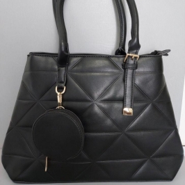 BOLSA GRANDE DETALHE FRENTE TRIANGULOS C/PORTA MOEDA
