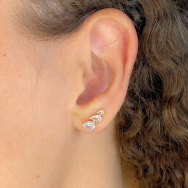 BRINCO EAR CUFF 3 GOTAS CRAVEJADAS CRISTAL
