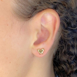 BRINCO PEQUENO BORBOLETA LISA CHEIA 6MM