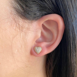BRINCO PEQUENO CORAÇAO CRAVEJADO 9MM
