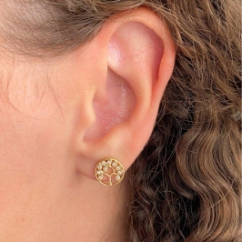 BRINCO PEQUENO CRAVEJADO CIRCULO COM ARVORE DA VIDA