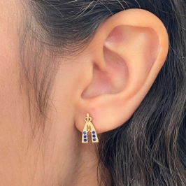 BRINCO PEQUENO NS APARECIDA CRAVEJADA AZUL 13MM