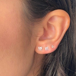 BRINCO TRIO QUADRADO ZIRCONIA PP 3MM P 4MM M 5MM