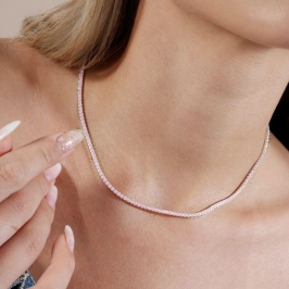 CHOKER P925 RIVIERA ZIRCÔNIA LIGHT ROSE 33CM + 10CM EXTENSOR