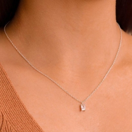 CHOKER P925 ZIRCONIA RETANGULO WHITE 7MM 41CM + 3CM
