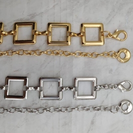 CINTO CORRENTE DE METAL QUADRADOS VAZADOS