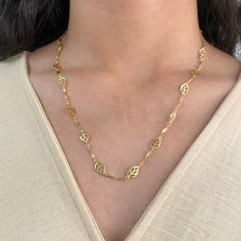 GARGANTILHA DE 4 FOLHAS CHAPA E DETALHES DE ONDAS