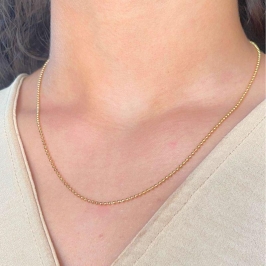 GARGANTILHA LISA COM MINI BOLINHA 1,5MM FECHO LAGOSTA