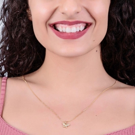 GARGANTILHA VENEZIANA + PINGENTE BORBOLETA CRAVEJADO