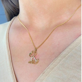 GARGANTILHA VENEZIANA + PINGENTE DE CACHORRO VAZADO CRAVEJADO