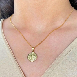 GARGANTILHA VENEZIANA + PINGENTE DE SÃO BENTO 15MM