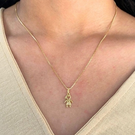 GARGANTILHA VENEZIANA + PINGENTE  FILHO MENINO CRAVEJADO 10MM