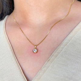 GARGANTILHA VENEZIANA + PINGENTE PONTO DE LUZ REDONDO 8MM