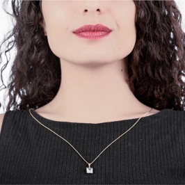 GARGANTILHA VENEZIANA + PINGENTE ZIRCONIA QUADRADA 8,5MM