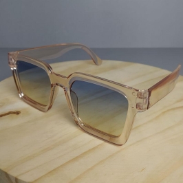 OCULOS ARMAÇÃO QUADRADA LENTE AZUL COM 2 BOLINHAS NA FRENTE