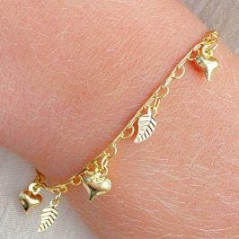 PULSEIRA CORAÇÃO EMBAOLADINHO + FOLHAS