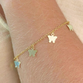 PULSEIRA ELOS COM PINDURICALHO DE BORBOLETAS LISAS