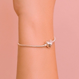 PULSEIRA P925 BRACELETE PARA BERLOQUE FECHO CORAÇAO LISO