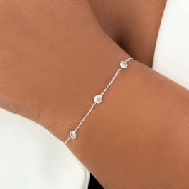 PULSEIRA P925 CARTIER COM PONTO DE LUZ REDONDO CRISTAL 21CM