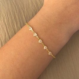 PULSEIRA COM 5 PONTO DE LUZ DE CORAÇAO CRISTAL