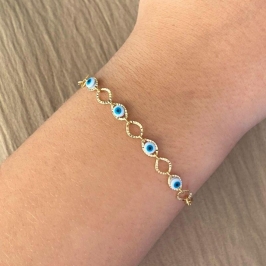PULSEIRA COM CIRCULO VAZADO E OLHO GREGO