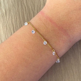 PULSEIRA COM PINDURICALHO DE PONTO DE LUZ REDONDO CRISTAL