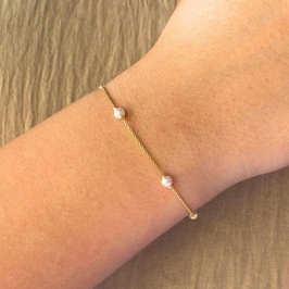 PULSEIRA CORRENTE VENEZIANA COM 5 PEROLAS PEQUENA