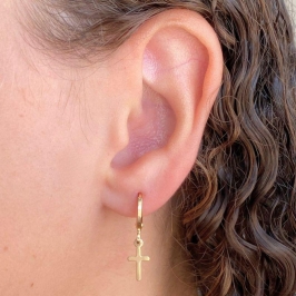 ARGOLA COM PINGENTE DE CRUZ LISA