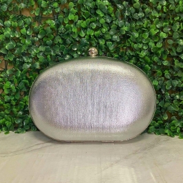 BOLSA CLUTCH OVAL METALIZADA LISA ABOTUADOR REDONDO