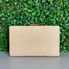 BOLSA CLUTCH RETÂNGULAR DE PALHA FECHO RETÂNGULAR