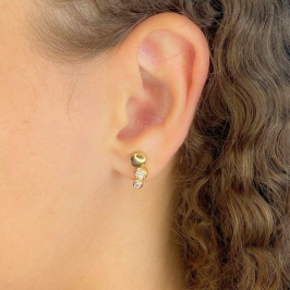 BRINCO EAR CUFF 3 BOLA 1 LISA E 2 CRAVEJADA
