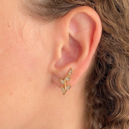BRINCO EAR CUFF FOLHAGEM COM 5 FOLHAS CRAVEJADO