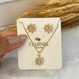 CONJUNTO FLOR CRAVEJADA CRISTAL