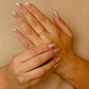 ANEL ESTRELA LISA COM 1 ZIRCONIA