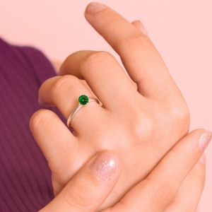 ANEL P925 SOLITÁRIO FORMATURA ZIRCONIA ESMERALDA