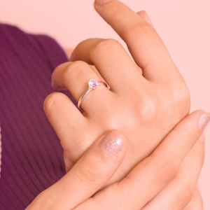 ANEL P925 SOLITÁRIO FORMATURA ZIRCONIA ROSA