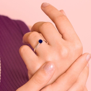 ANEL P925 SOLITÁRIO FORMATURA ZIRCONIA SAFIRA