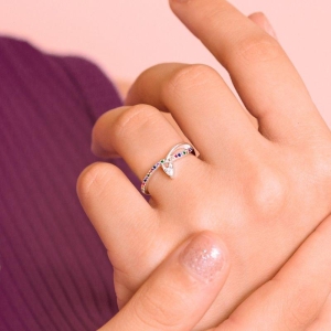 ANEL P925 SOLITÁRIO ZIRCONIA GOTA COLORIDO