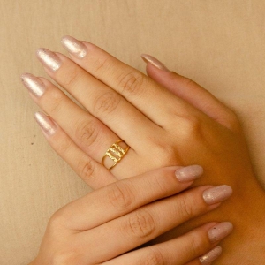 ANEL VAZADO 3 LINHAS DETALHE CHAPA AMASSADA