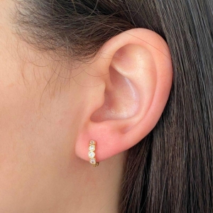 ARGOLA CLICK COM 4 MINI CORAÇAO CRAVEJADO