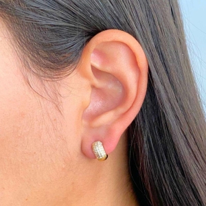 ARGOLA CLICK GROSSA METADE CRAVEJADA 5 FILEIRA P 10,7 X 9,6MM