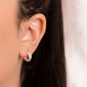 ARGOLA P925 CLICK PEQUENA 2 FILEIRAS ZIRCONIA CRISTAL 1X1CM