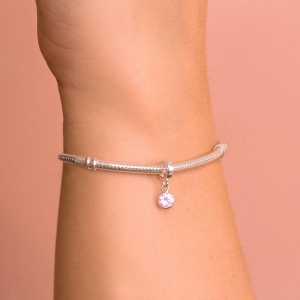 BERLOQUE P925 PONTO DE LUZ ZIRCONIA ROSA  5MM