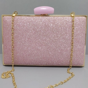 BOLSA CLUTCH BRILHO RETANGULAR ABOTUADOR ESTILO TUNEL LISO